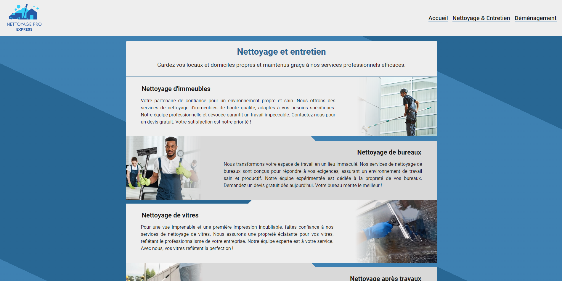 Nettoyage Pro Express Page